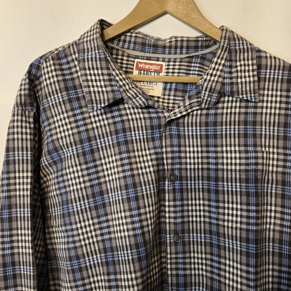 WRANGLER Vintage "Jeans Co" Men's Size 3X Large 100% cotton plaid button shirt - Picture 3 of 8